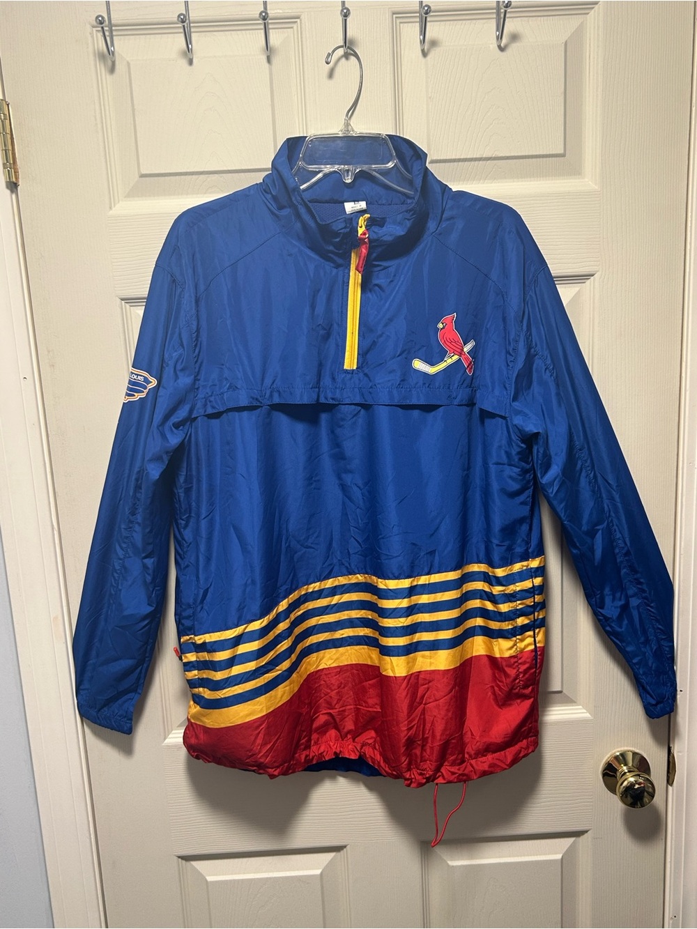 St Louis Cardinals Blues Crossover Windbreaker Men M Pullover 1/4 Zip Vented SGA
